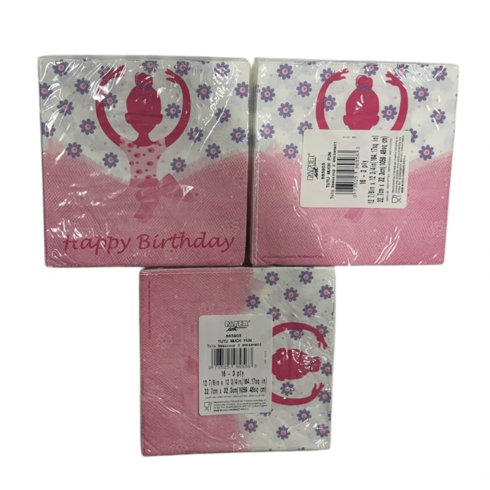 Creative Converting set of 3 packs of 16 ballet themed napkins new in packaging!